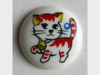 Kinderknopf bemalt mit einem spielenden Kätzchen - Größe: 13mm - 