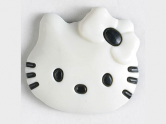 Kinderknopf Kätzchen mit Schleife - ø 20mm - weiß 