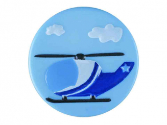 Kinderknopf Kunststoff  mit Hubschraubermotiv und Öse ø 15 mm 