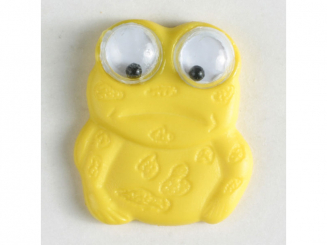 Kinderknopf lustiger Frosch mit Perlenaugen  ø 20mm  gelb 