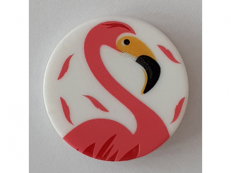 Kinderknopf mit schönem Flamingo mit Öse - Größe: 15mm - Farbe: weiß - 