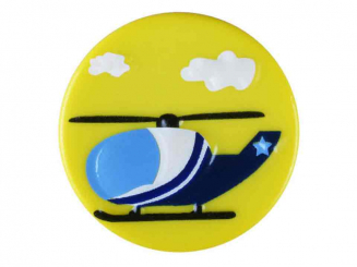 Kinderknopf Polyamid rund mit Hubschraubermotiv und Öse - Größe: 