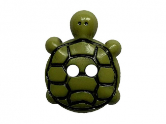 Kinderknopf Schildkröte Polyamid mit 2 Löchern ø 18 mm grün 