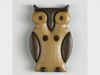 Kinderknopf schlaue Eule mit 2 Löchern - Größe: 25mm - Farbe: beige 