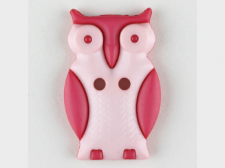 Kinderknopf schlaue Eule mit 2 Löchern - Größe: 25mm - Farbe: pink 