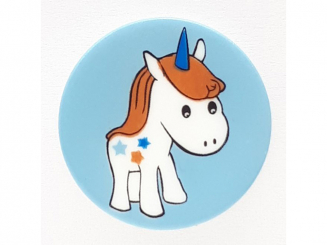 Kinderknopf verträumtes Einhorn mit Öse ø 17mm  blau 
