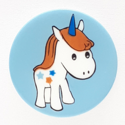Kinderknopf verträumtes Einhorn mit Öse ø 14mm - Farbe: blau - 