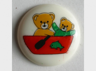 Kinderknopf zwei Bärchen in einem Boot - Größe: 15mm - Farbe: beige - 