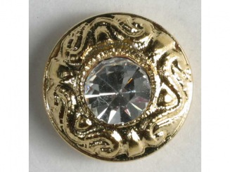 Knopf mit Straßstein in schöner Einfassung - Größe: 11mm - Farbe: 