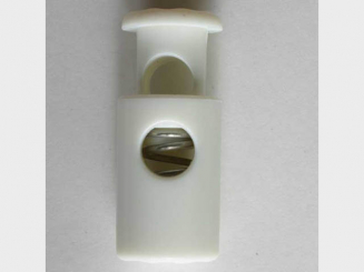 Kordelstopper rund mit Feder - Größe: 23mm - Farbe: weiss - Art.Nr. 