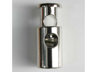 Kordelstopper rund mit Feder - Größe: 23mm - Farbe: silber - 