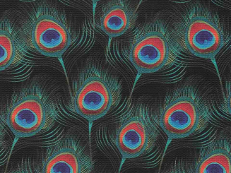 Kunstlederst.50x70cm Pfaufedern schwarz 