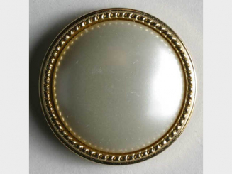 Kunststoffknopf - Größe: 15mm - Farbe: weiß mit Goldrand - Art.Nr. 