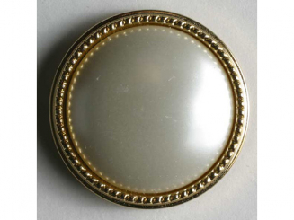 Kunststoffknopf - Größe: 18mm - Farbe: weiß mit Goldrand - Art.Nr. 