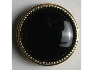 Kunststoffknopf - Größe: 18mm - Farbe: schwarz mit Goldrand - 