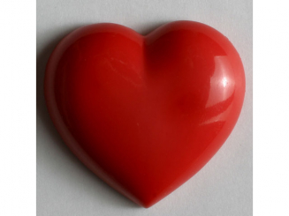 Kunststoffknopf in Form eines Herzes - Größe: 14mm - Farbe: rot - Art.Nr. 