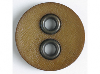 Kunststoffknopf mit Metalllöchern - Größe: 32mm - Farbe: braun - Art.Nr. 