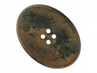 ovaler Polyamidknopf mit vier Löchern Größe 38mm braun 