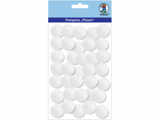 Plüsch Pompons 25 mm 35 Stück, WEIß