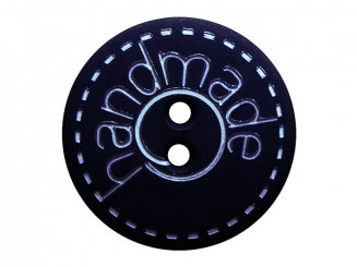 Polyamidknopf rund  matt mit handmade Schriftzug dblau 