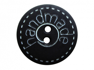 Polyamidknopf rund matt mit handmade Schriftzug schwarz 