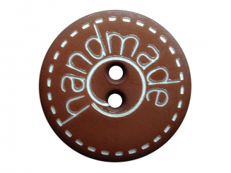 Polyamidknopf rund matt mit handmade Schriftzug braun 