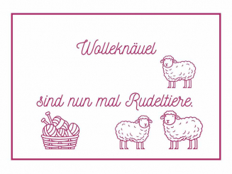 Postkarte Wollknäuel sind nun mal Rudeltiere weiss 