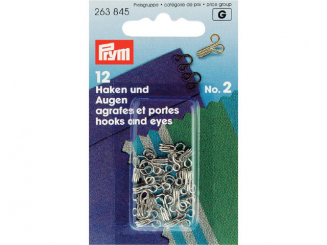 Prym Federhaken und Augen MS 2 silberfarbig 