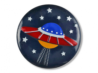 Raumschiff im Sternenhimmel mit Öse - Größe: 18mm - Farbe: marine - 