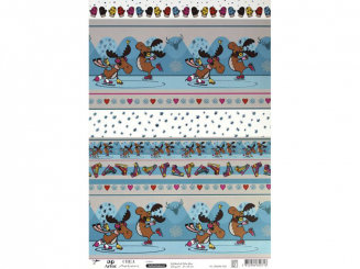 Schlittschuh Elche blau-A4, selbstklebend, 5er Pack, 