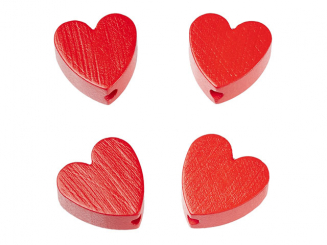 Schnulli-Herz 20 x 20 x 8 mm, DL 3 mm, Btl. à 4 St. rot,