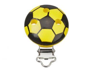 Schnulli-Ketten Clip Fussball-schwarz/gelb 37 mm/11,5 mm, 