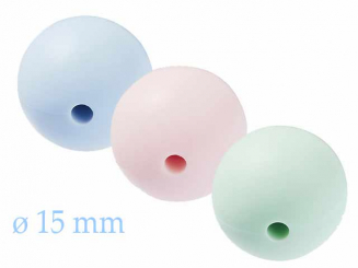 Schnulli-Silikon Perle rund 15 mm, Btl. à 4 St. 