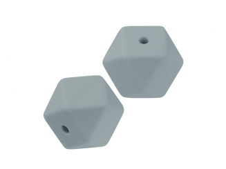 Schnulli-Silikon Perle sechseck 14 mm,  Btl. à 3 St. grau