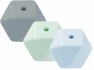 Schnulli-Silikon Perle sechseck 14 mm  Btl. à 3 St. 