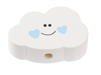 Schnulli-Wolke 30 x 20 x 10 mm, weiss/hellblau, Btl. à 2 St. 