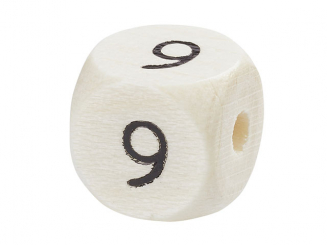 Schnulli-Zahlen-Würfel 10 mm   Ahorn natur hell 9