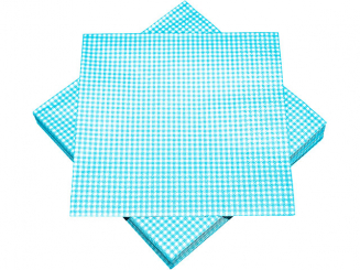Servietten-Motiv, 3-lagig, 33 x 33cm, Karos-türkis 
