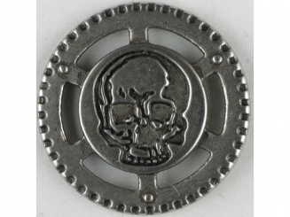 Steampunk Knopf Totenkopf mit Öse - Größe: 23mm - Farbe: mattsilber - 