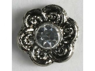Strassknopf in Blütenform - Größe: 11mm - Farbe: altsilber - Art.Nr. 