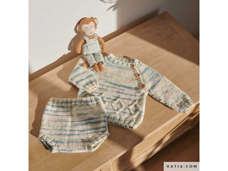 Strickanleitung Babyset Pullover + Höschen Katia Cotton in Love Color 