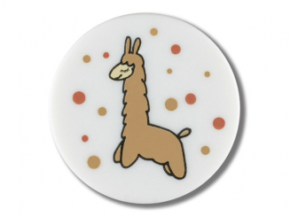 träumendes Lama Knopf mit Öse - Größe: 18mm - Farbe: weiß - Art.Nr. 