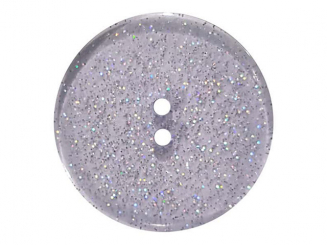 transparenter Knopf mit Glitter, 2-Loch - Größe: 18mm - Farbe: blau - 