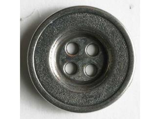 Vollmetallknopf 4-Loch antik mit breitem Rand - Größe: 15mm - Farbe: 