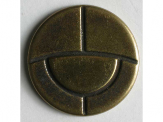 Vollmetallknopf, antik strukturiert - Größe: 23mm - Farbe: altmessing - 