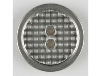 Vollmetallknopf, gehämmerter Innenbereich glatt umrandet, 2 Loch 