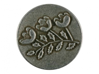 Vollmetallknopf mit Blumen und Öse - Größe: 20mm - Farbe: altzinn - 