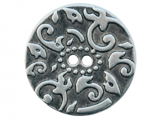 Vollmetallknopf mit Muster und 2 Löchern - Größe: 15mm - Farbe: 