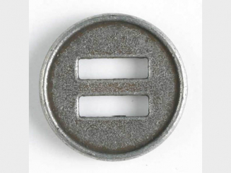 Vollmetallknopf mit schmalem Rand und 2 großen rechteckigen Löchern - 