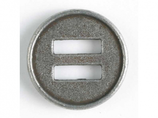 Vollmetallknopf mit schmalem Rand und 2 großen rechteckigen Löchern - 